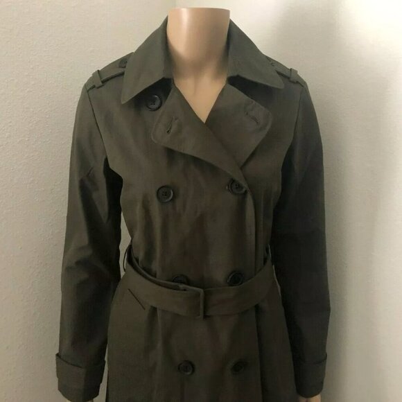 Abercrombie & Fitch Womens Belted Trench Coat Size XS Olive Green - Picture 2 of 6